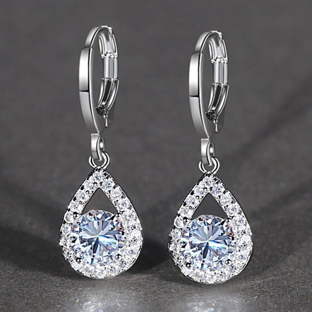 925 Silver Plated Fashionable CZ Earrings For Women, FB16FA1148 - Picture 7 of 7